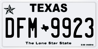 TX license plate DFM9923