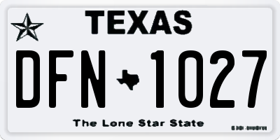 TX license plate DFN1027