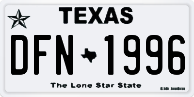 TX license plate DFN1996