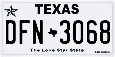 TX license plate DFN3068