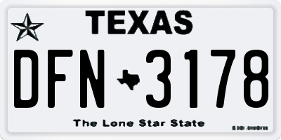 TX license plate DFN3178