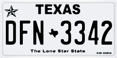 TX license plate DFN3342