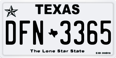 TX license plate DFN3365