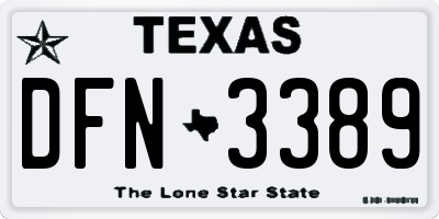 TX license plate DFN3389