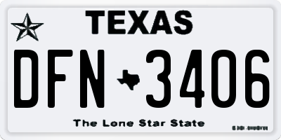 TX license plate DFN3406