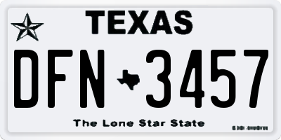 TX license plate DFN3457