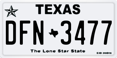 TX license plate DFN3477