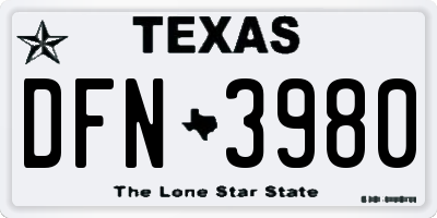TX license plate DFN3980