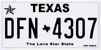 TX license plate DFN4307