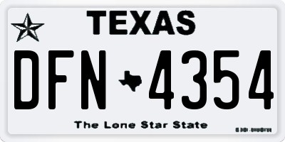 TX license plate DFN4354