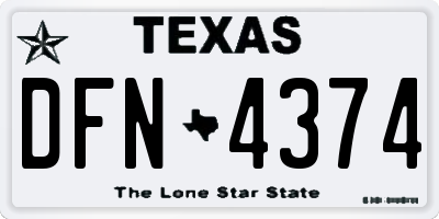 TX license plate DFN4374