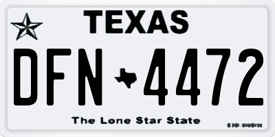 TX license plate DFN4472