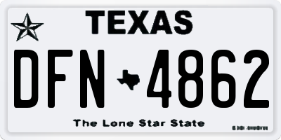 TX license plate DFN4862