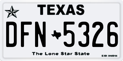 TX license plate DFN5326