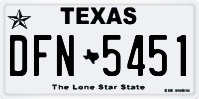 TX license plate DFN5451