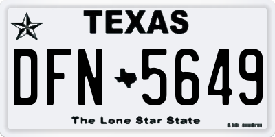 TX license plate DFN5649