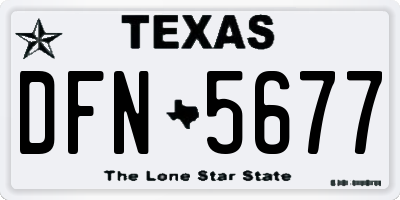 TX license plate DFN5677