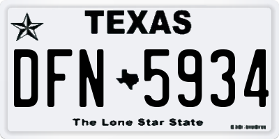 TX license plate DFN5934