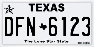 TX license plate DFN6123
