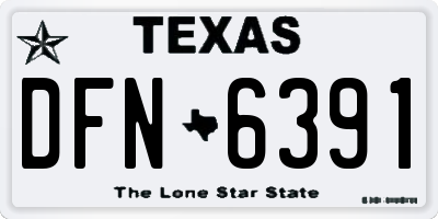 TX license plate DFN6391