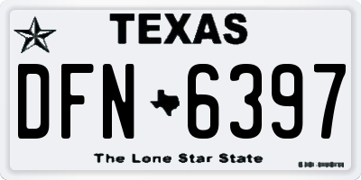 TX license plate DFN6397
