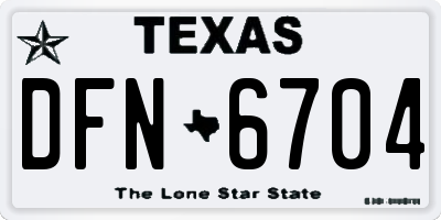 TX license plate DFN6704