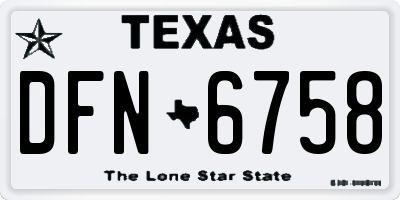 TX license plate DFN6758