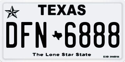 TX license plate DFN6888