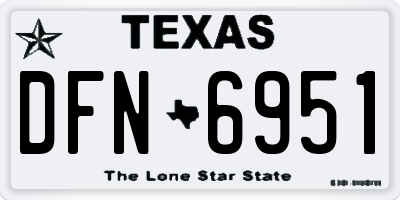 TX license plate DFN6951