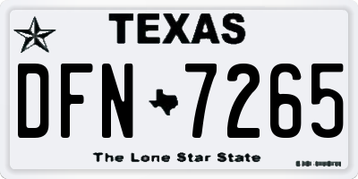 TX license plate DFN7265