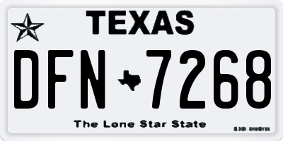 TX license plate DFN7268