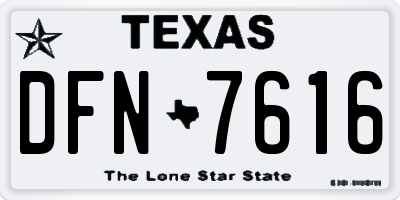 TX license plate DFN7616
