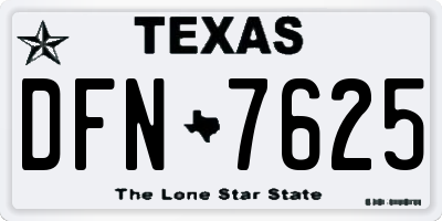 TX license plate DFN7625