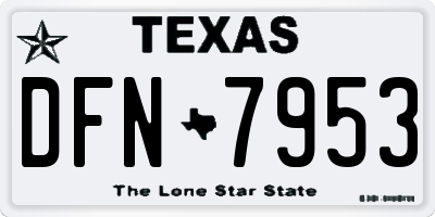 TX license plate DFN7953