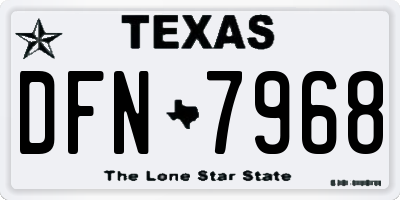 TX license plate DFN7968