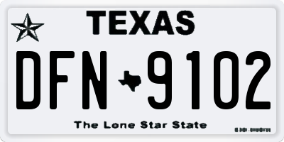 TX license plate DFN9102