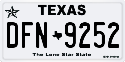 TX license plate DFN9252