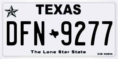 TX license plate DFN9277