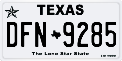 TX license plate DFN9285