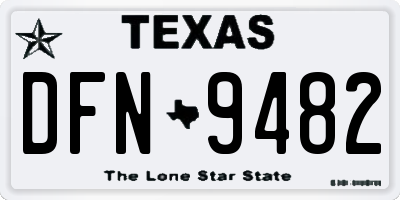 TX license plate DFN9482