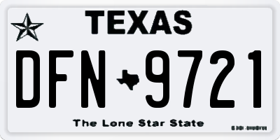 TX license plate DFN9721