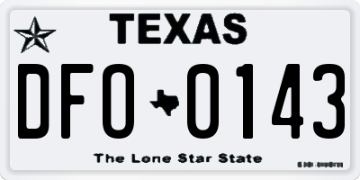 TX license plate DFO0143