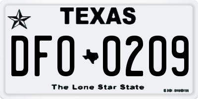 TX license plate DFO0209