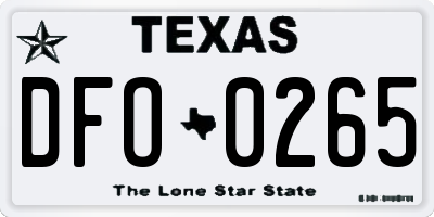 TX license plate DFO0265