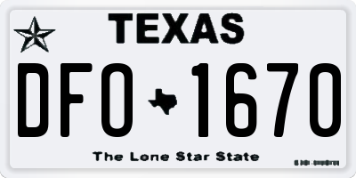 TX license plate DFO1670