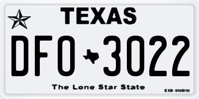 TX license plate DFO3022