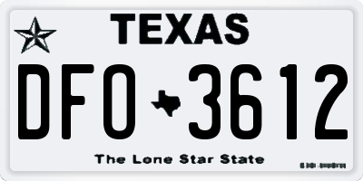 TX license plate DFO3612