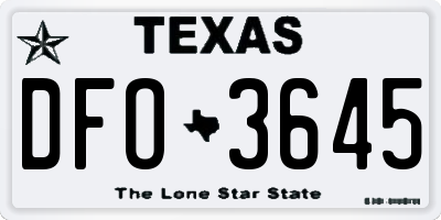 TX license plate DFO3645