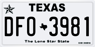 TX license plate DFO3981