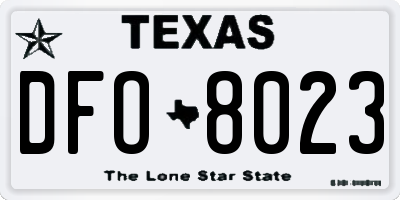 TX license plate DFO8023